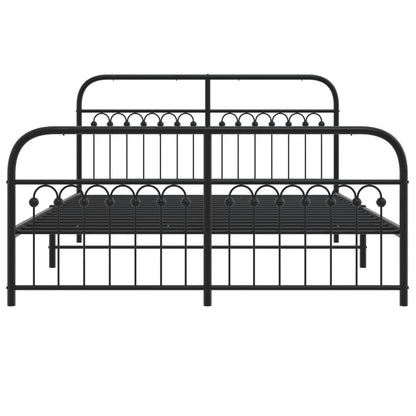 Estrutura de cama com cabeceira e pés 150x200 cm metal preto