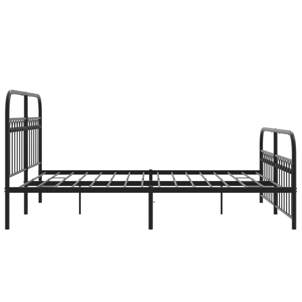 Estrutura de cama com cabeceira e pés 150x200 cm metal preto