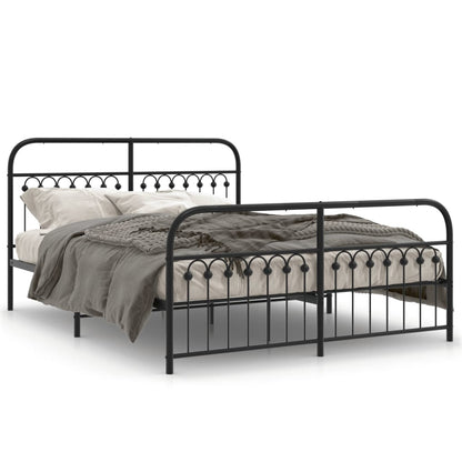 Estrutura de cama com cabeceira e pés 150x200 cm metal preto