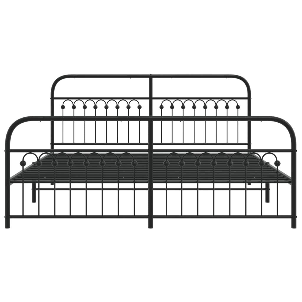 Estrutura de cama com cabeceira e pés 183x203 cm metal preto