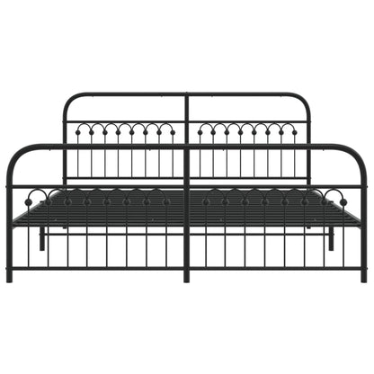 Estrutura de cama com cabeceira e pés 183x203 cm metal preto