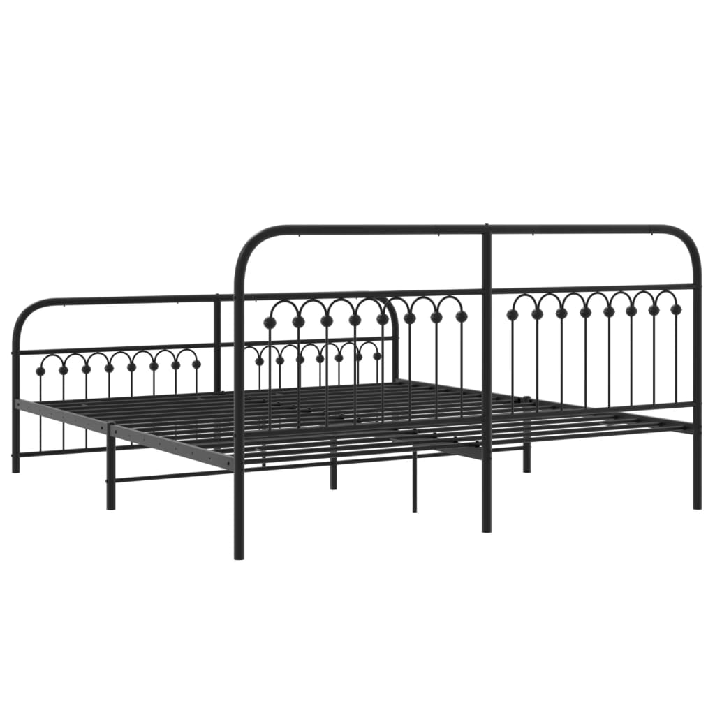 Estrutura de cama com cabeceira e pés 183x203 cm metal preto