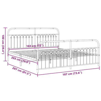 Estrutura de cama com cabeceira e pés 183x203 cm metal preto