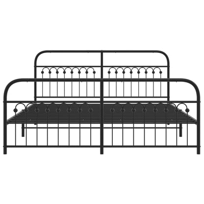 Estrutura de cama com cabeceira e pés 183x213 cm metal preto