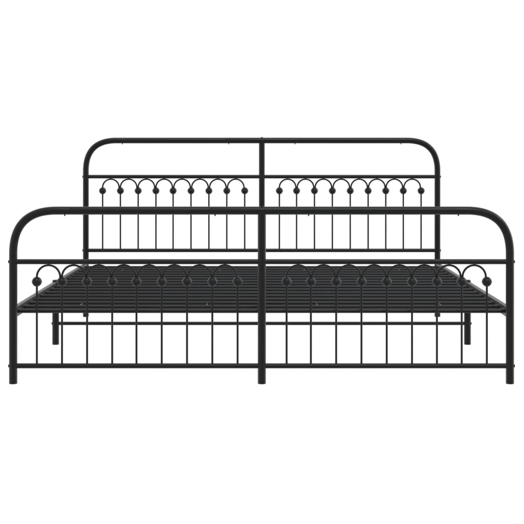 Estrutura de cama com cabeceira e pés 193x203 cm metal preto