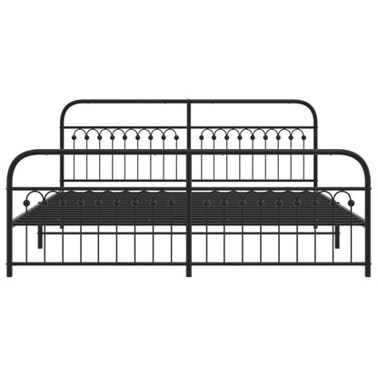 Estrutura de cama com cabeceira e pés 193x203 cm metal preto