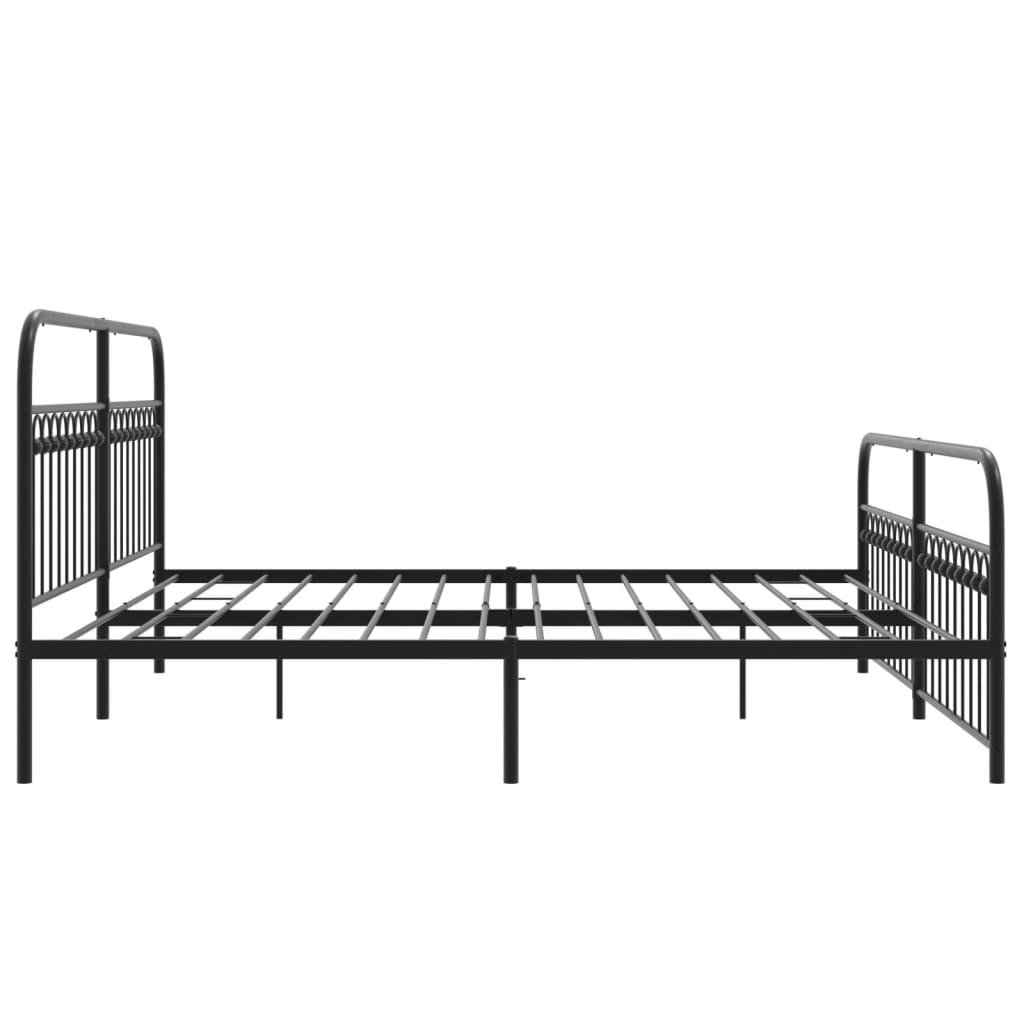 Estrutura de cama com cabeceira e pés 193x203 cm metal preto