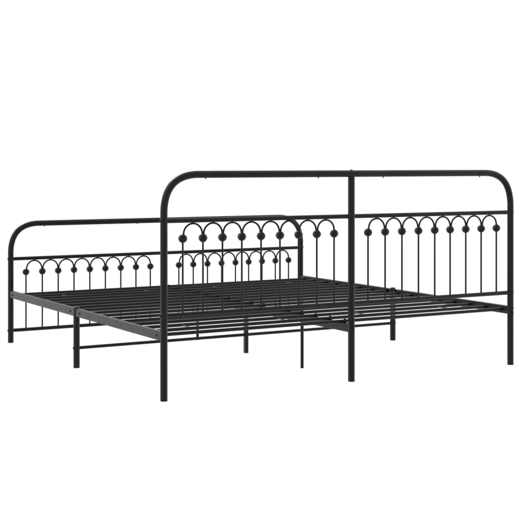 Estrutura de cama com cabeceira e pés 193x203 cm metal preto