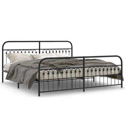 Estrutura de cama com cabeceira e pés 193x203 cm metal preto