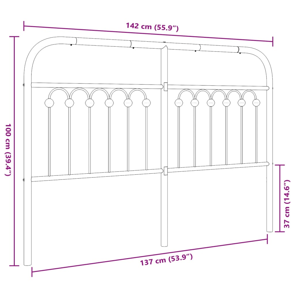 Cabeceira de cama 135 cm metal preto