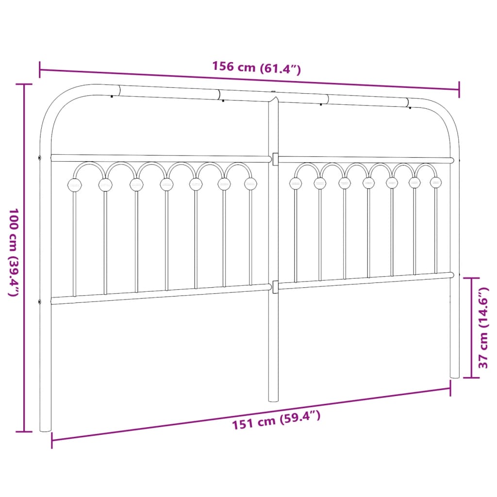 Cabeceira de cama 150 cm metal preto