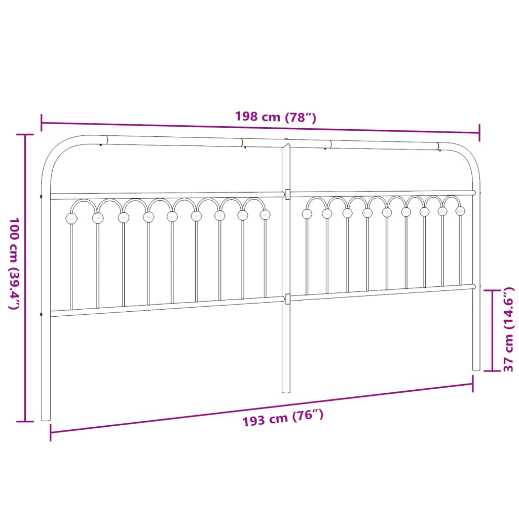 Cabeceira de cama 193 cm metal preto