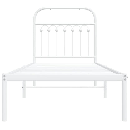 Estrutura de cama com cabeceira 75x190 cm metal branco