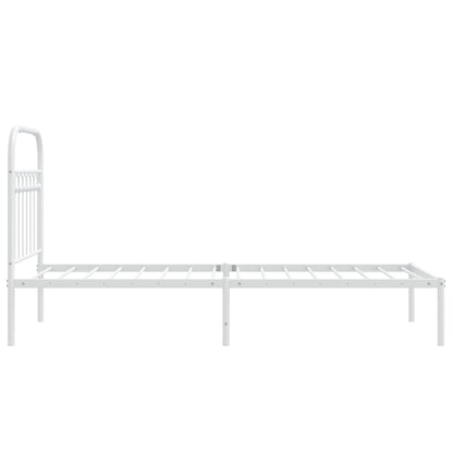 Estrutura de cama com cabeceira 75x190 cm metal branco