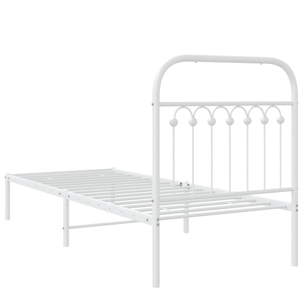 Estrutura de cama com cabeceira 75x190 cm metal branco