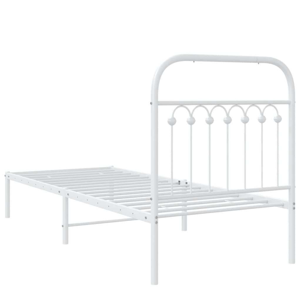 Estrutura de cama com cabeceira 80x200 cm metal branco