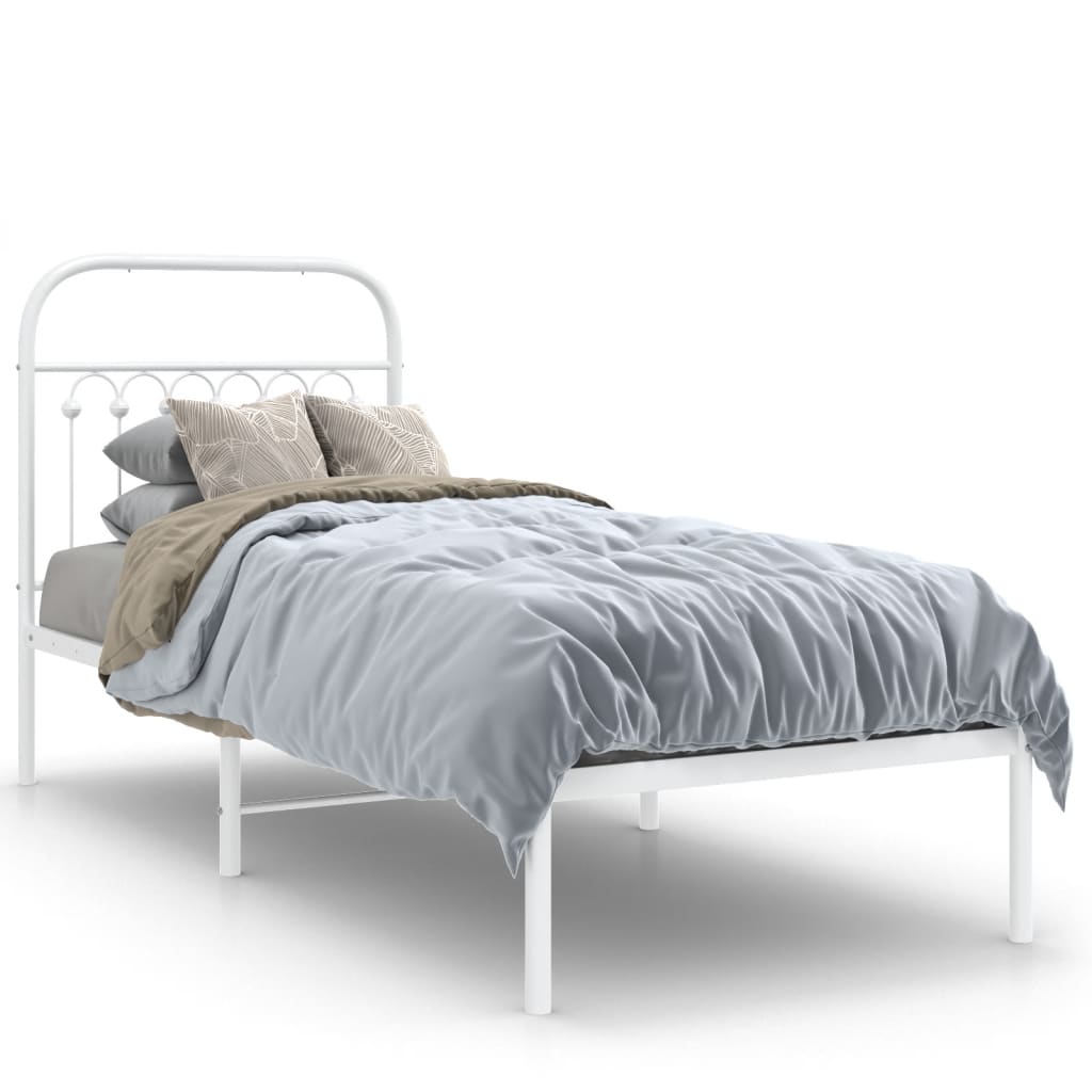 Estrutura de cama com cabeceira 80x200 cm metal branco