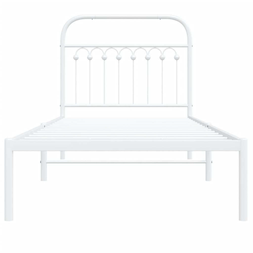 Estrutura de cama com cabeceira 90x190 cm metal branco