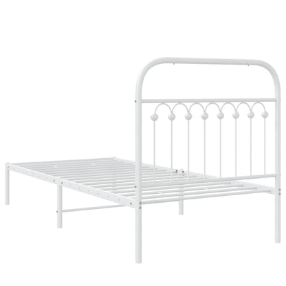 Estrutura de cama com cabeceira 90x190 cm metal branco