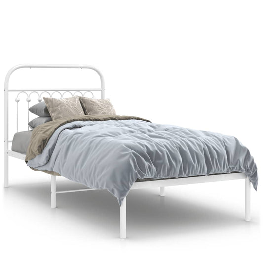 Estrutura de cama com cabeceira 90x190 cm metal branco