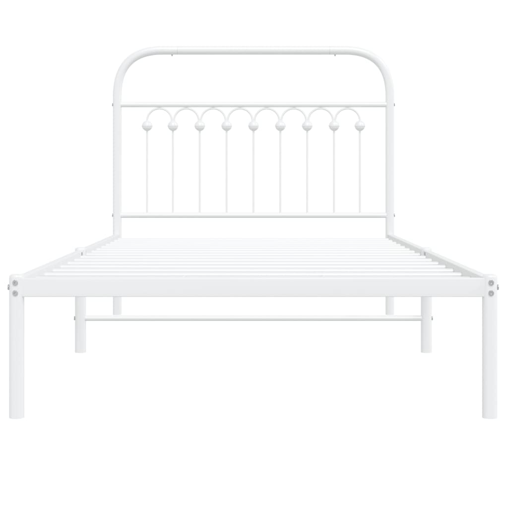 Estrutura de cama com cabeceira 100x190 cm metal branco