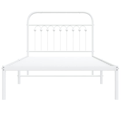 Estrutura de cama com cabeceira 100x190 cm metal branco