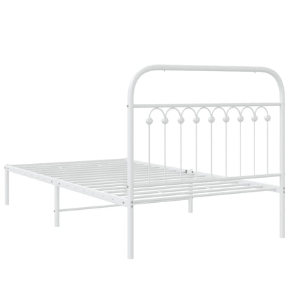 Estrutura de cama com cabeceira 100x190 cm metal branco