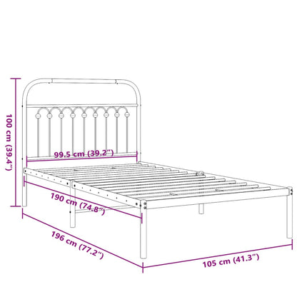 Estrutura de cama com cabeceira 100x190 cm metal branco