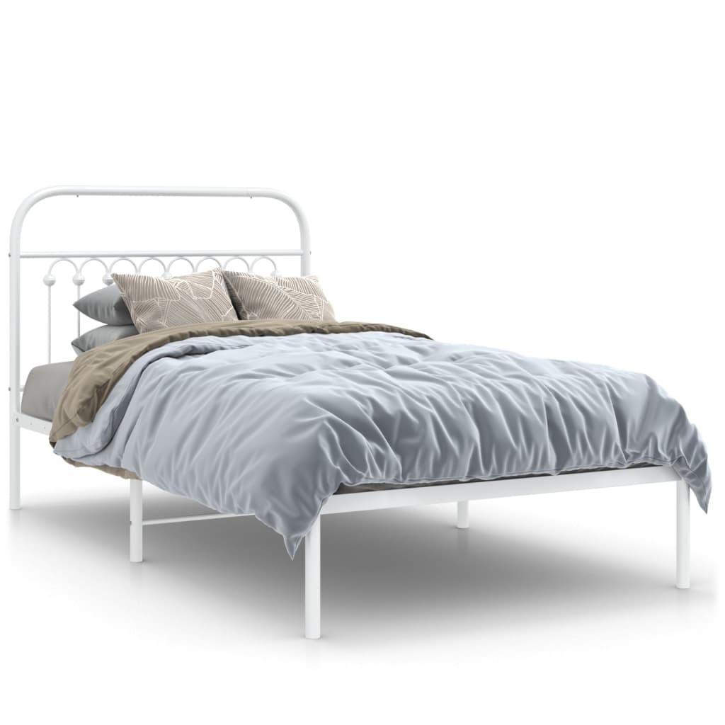 Estrutura de cama com cabeceira 100x190 cm metal branco