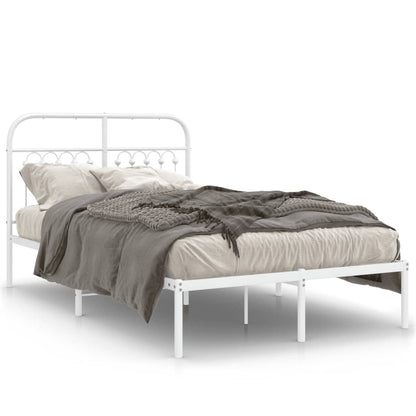 Estrutura de cama com cabeceira 120x190 cm metal branco