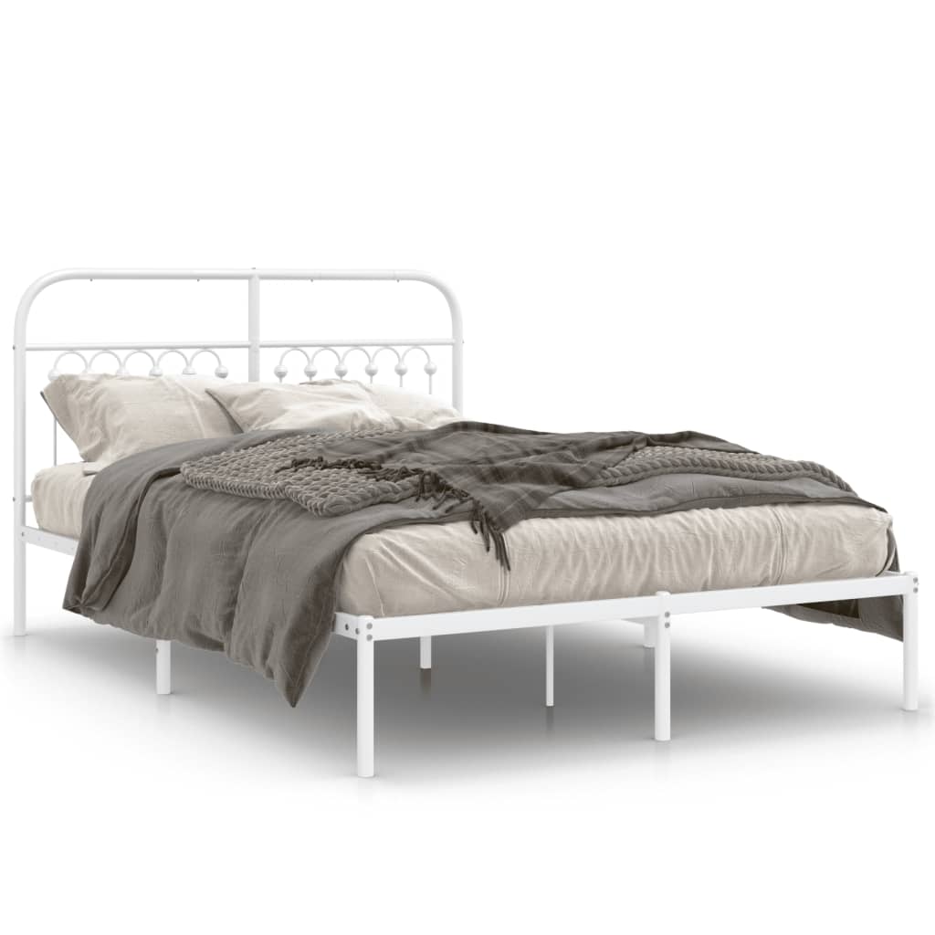 Estrutura de cama com cabeceira 135x190 cm metal branco