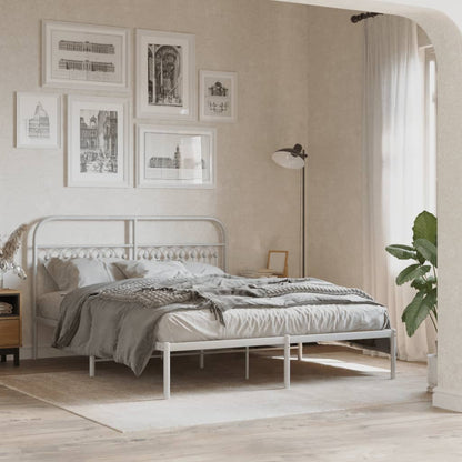 Estrutura de cama com cabeceira 150x200 cm metal branco