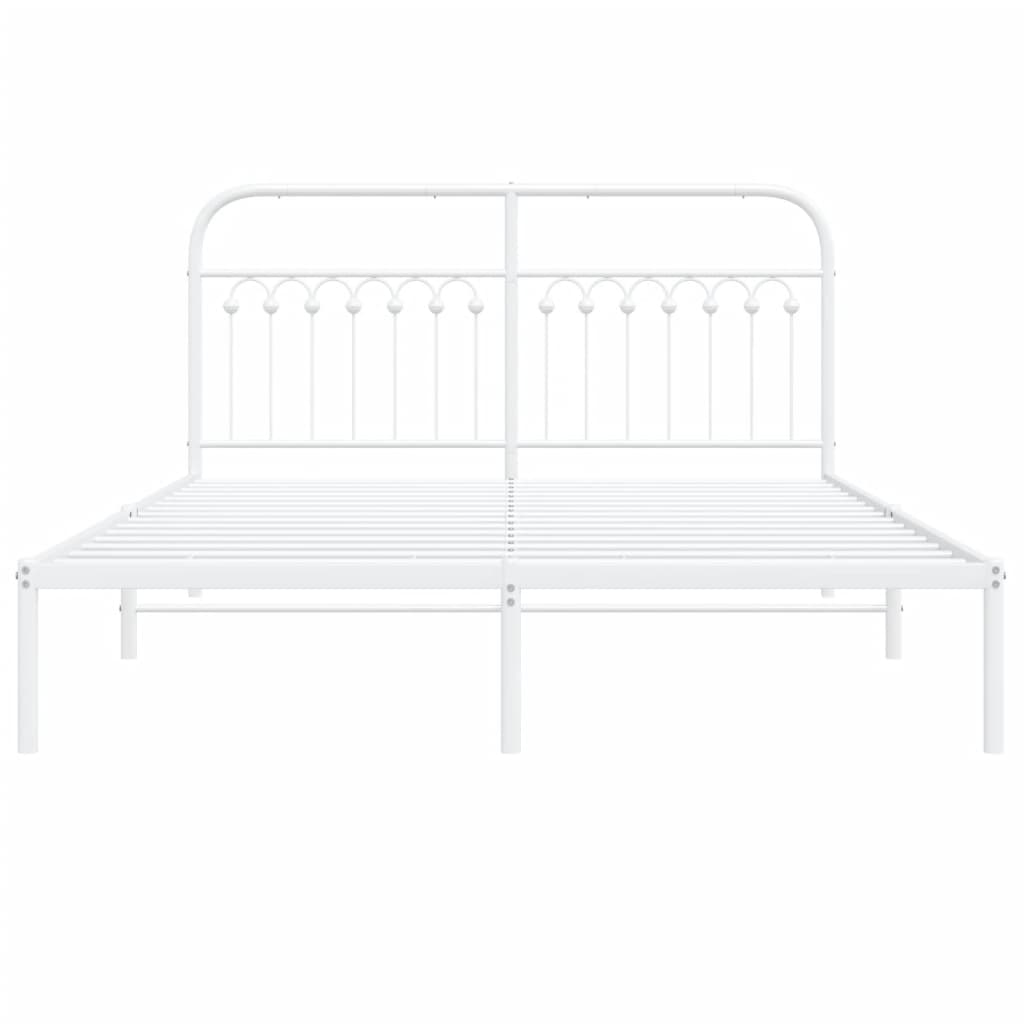 Estrutura de cama com cabeceira 150x200 cm metal branco