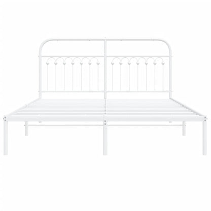 Estrutura de cama com cabeceira 150x200 cm metal branco