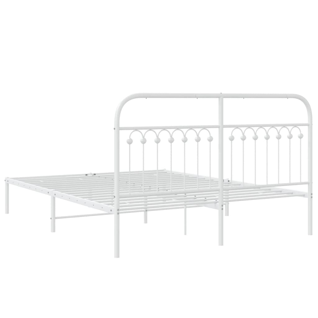 Estrutura de cama com cabeceira 150x200 cm metal branco