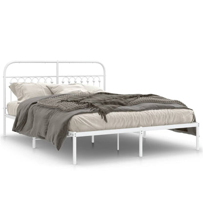 Estrutura de cama com cabeceira 150x200 cm metal branco