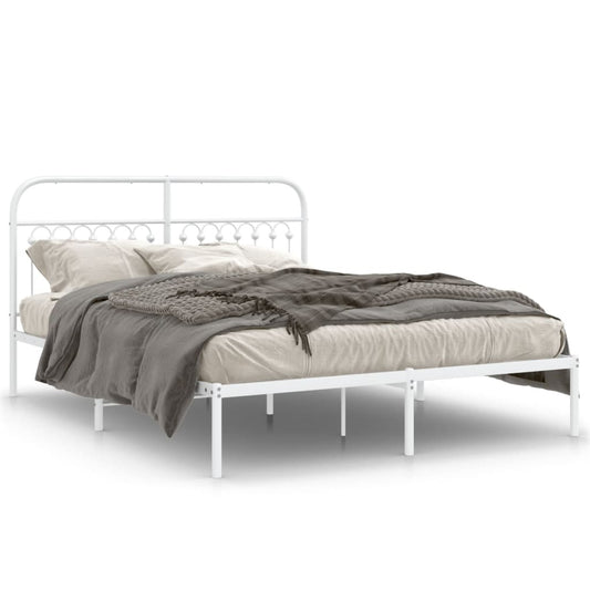 Estrutura de cama com cabeceira 160x200 cm metal branco