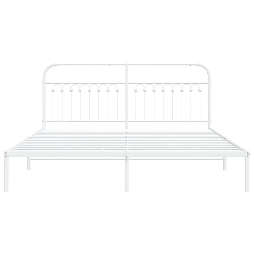 Estrutura de cama com cabeceira 183x203 cm metal branco