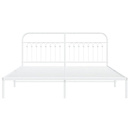 Estrutura de cama com cabeceira 183x203 cm metal branco