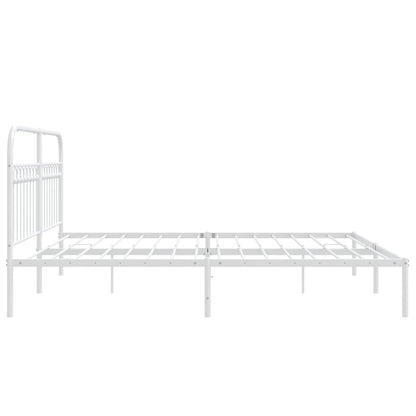 Estrutura de cama com cabeceira 183x203 cm metal branco