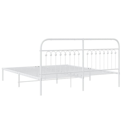 Estrutura de cama com cabeceira 183x203 cm metal branco