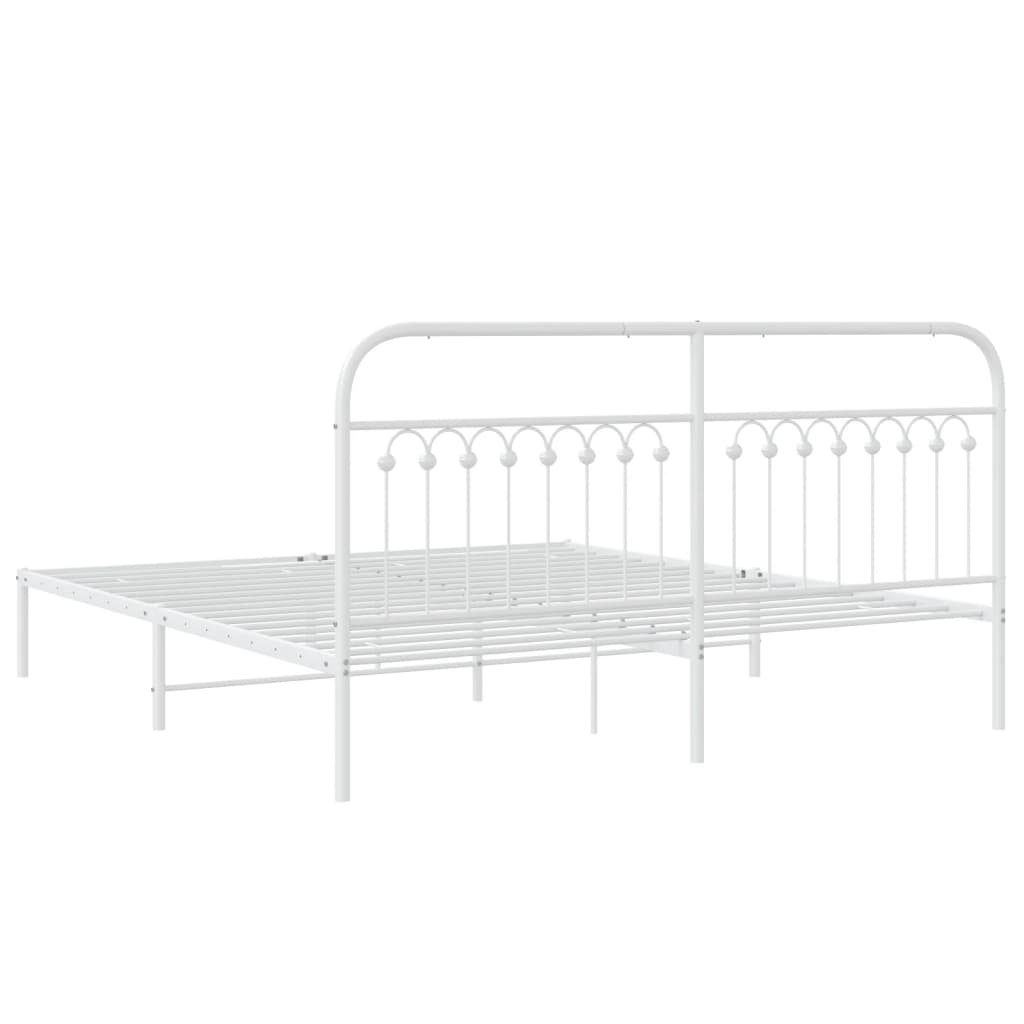 Estrutura de cama com cabeceira 183x213 cm metal branco