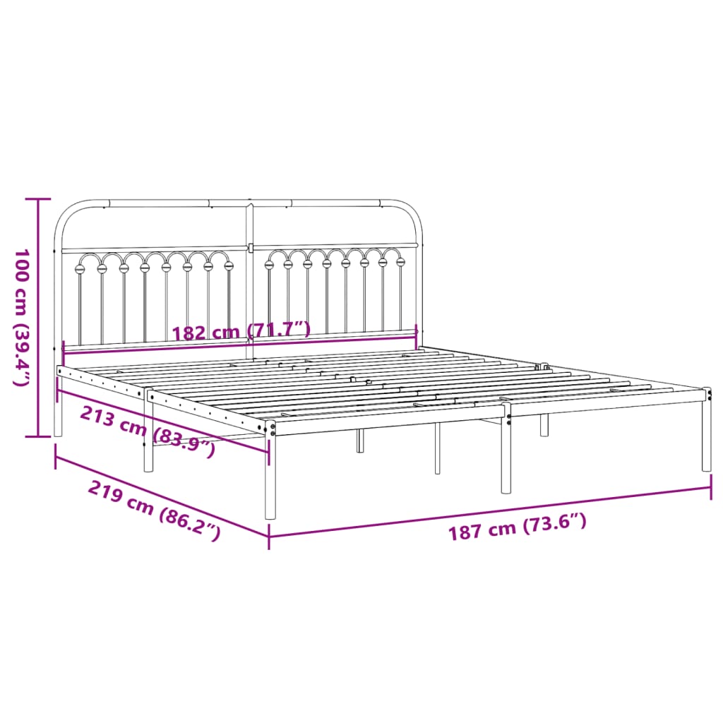 Estrutura de cama com cabeceira 183x213 cm metal branco