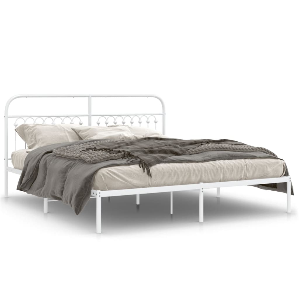 Estrutura de cama com cabeceira 183x213 cm metal branco