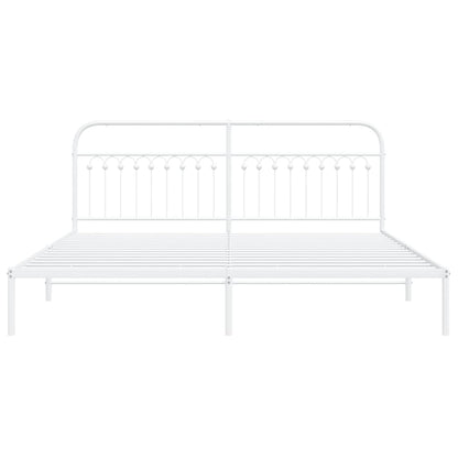 Estrutura de cama com cabeceira 193x203 cm metal branco