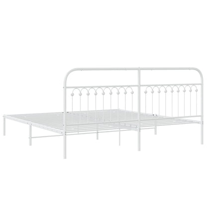 Estrutura de cama com cabeceira 193x203 cm metal branco