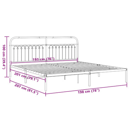 Estrutura de cama com cabeceira 193x203 cm metal branco