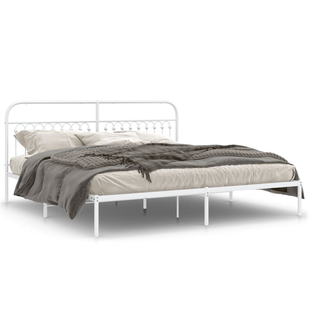 Estrutura de cama com cabeceira 193x203 cm metal branco