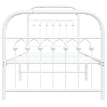 Estrutura de cama com cabeceira e pés 75x190 cm metal branco