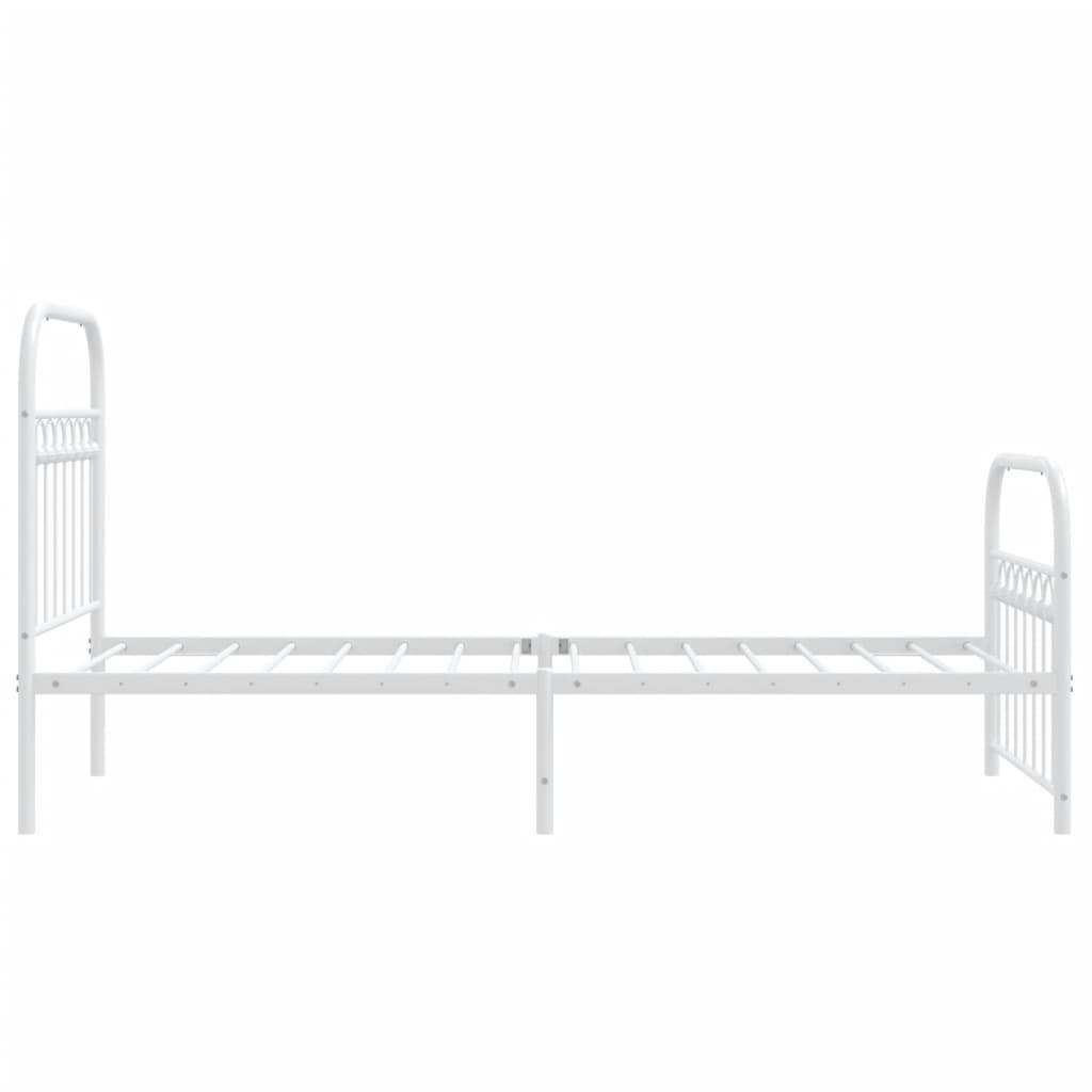 Estrutura de cama com cabeceira e pés 75x190 cm metal branco